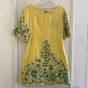 Vintage Tesoro’s of Manila bright yellow embroidered dress